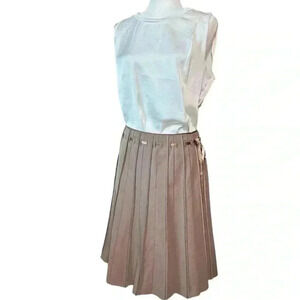 Renaur Satin Trim A-Line Skirt Taupe Size 6